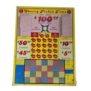 Vtg Cherry Pickin Time Wood Punchboard Game 15"x11" Bar Pub Game Room Decor NOS